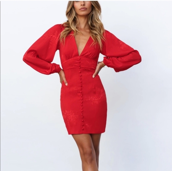 Red Leopard Jacquard Satin Mini Dress - Picture 1 of 15